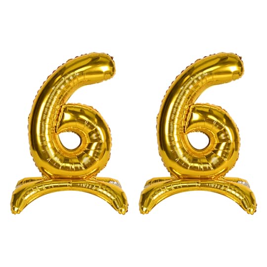 Beistle 26" Gold Self-Standing Foil Balloon Numbers, 2ct. | Numeral 6 | Michaels®
